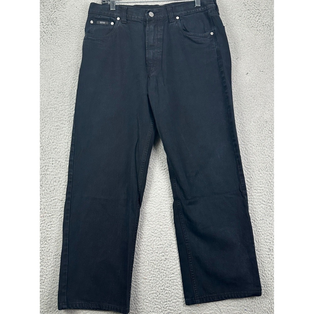 BOSS Hugo Boss Alabama Mens 35X30 Jeans Straight Leg Black Denim 5-Pocket EUC